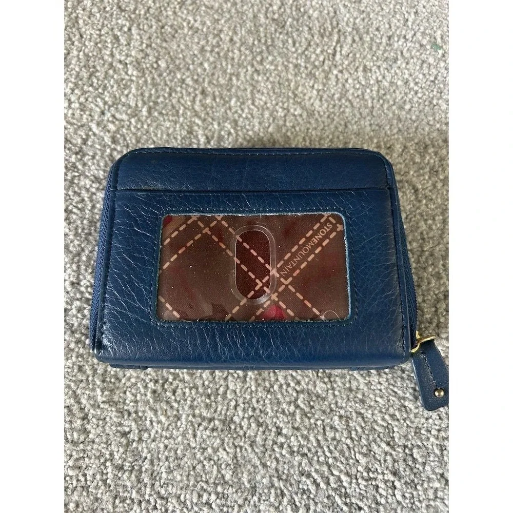 Unbranded Unisex Slim Fold Wallet Blue Leather Credit Card Holder